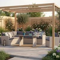 Gartenset Lanzarote - Grau, MODERN, Kunststoff/Textil - Gardenson