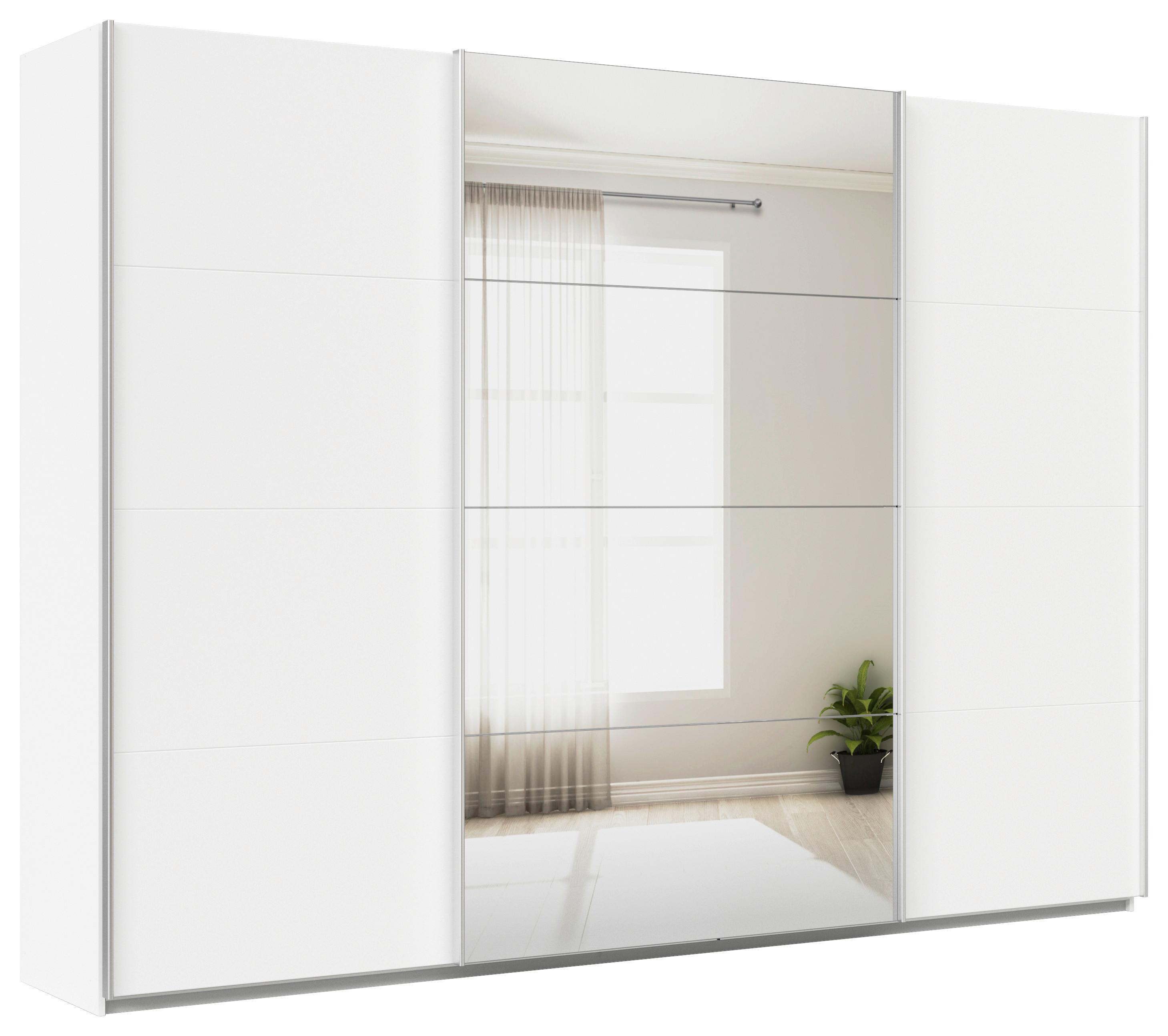 Schwebetürenschrank + Spiegel B: 315cm Feldkirch Weiß - Silberfarben/Weiß, MODERN, Holzwerkstoff (315/229/62cm)