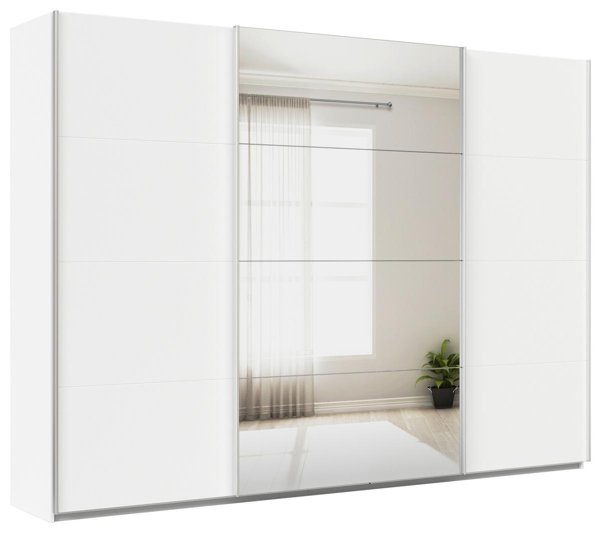 Schwebetürenschrank + Spiegel B: 315cm Feldkirch Weiß - Silberfarben/Weiß, MODERN, Holzwerkstoff (315/229/62cm)