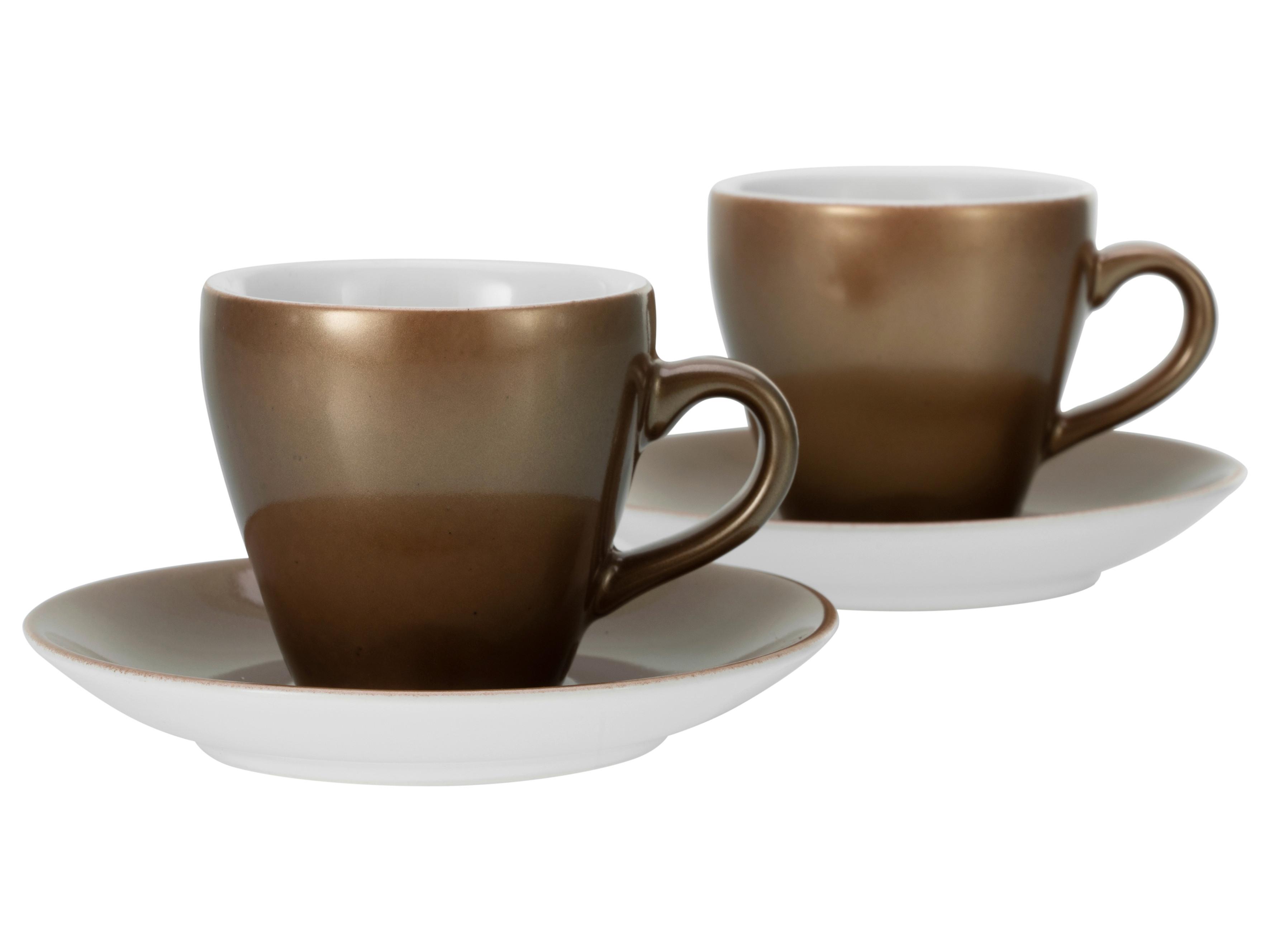 Sada šálků 4- dílná , bílá/zlatá - bílá/barvy zlata, Basics, keramika - Creatable