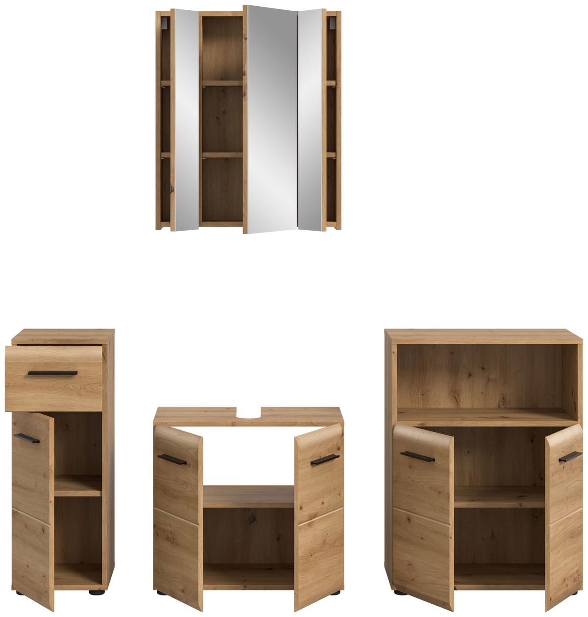 Badezimmer Ice Eiche Artisan Dekor B: 150cm - Schwarz/Eiche Artisan, Basics, Holzwerkstoff (150cm) - MID.YOU