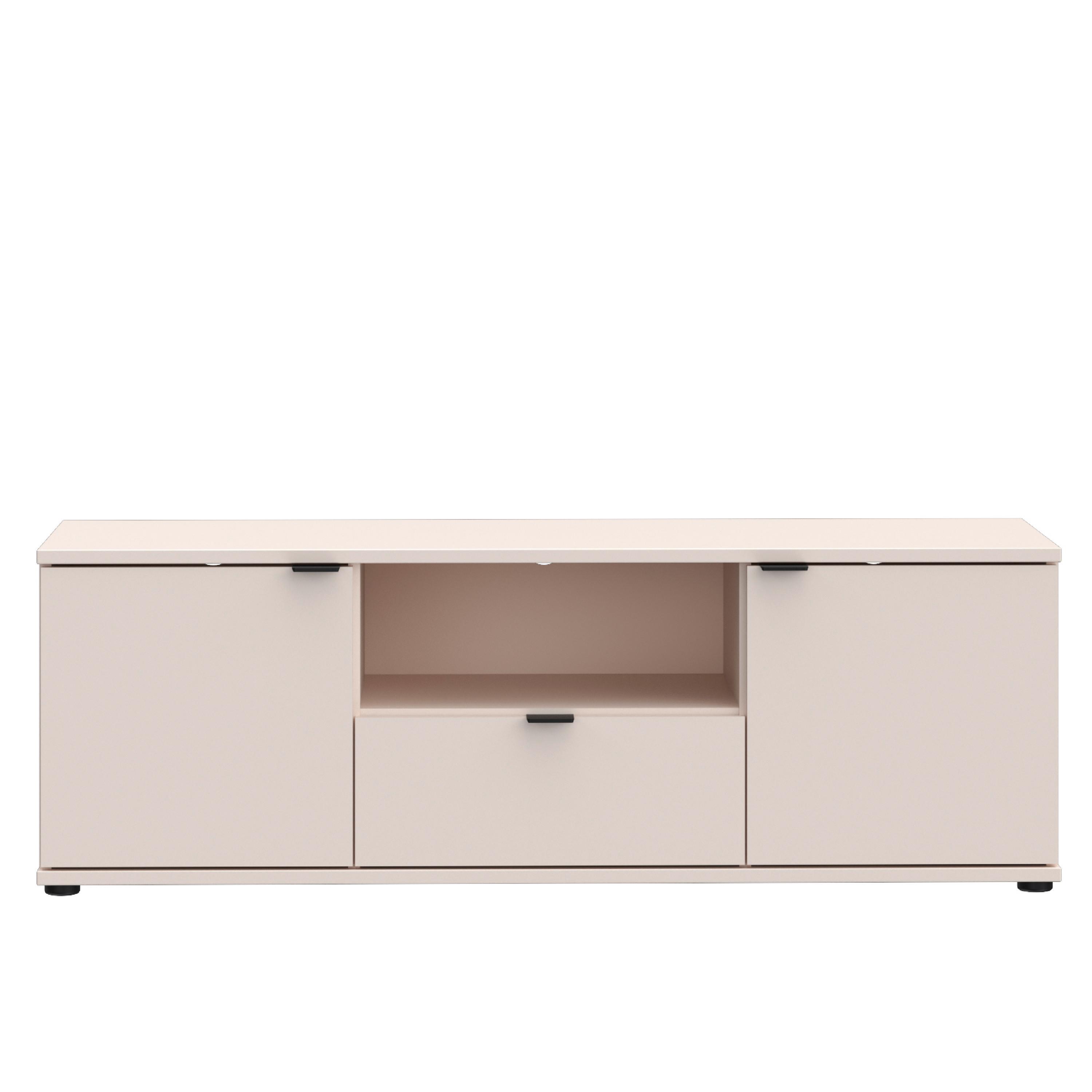 TV diel Ganymede, piesková, š: 130cm - čierna/piesková, Modern, kov/kompozitné drevo (129,8/43,9/41,3cm)