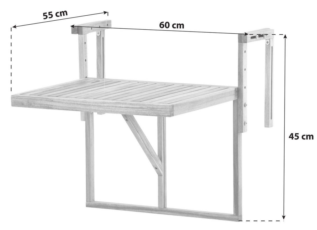 Gartentisch Klappbar Marion Akazienholz L 60 cm - Akaziefarben, KONVENTIONELL, Holz (60/45/55cm) - Gardenson