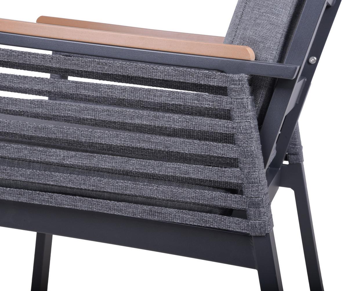 Gartenstuhl-Set Denia - Dunkelgrau/Schwarz, Basics, Kunststoff/Textil (56/86/53cm) - Gardenson