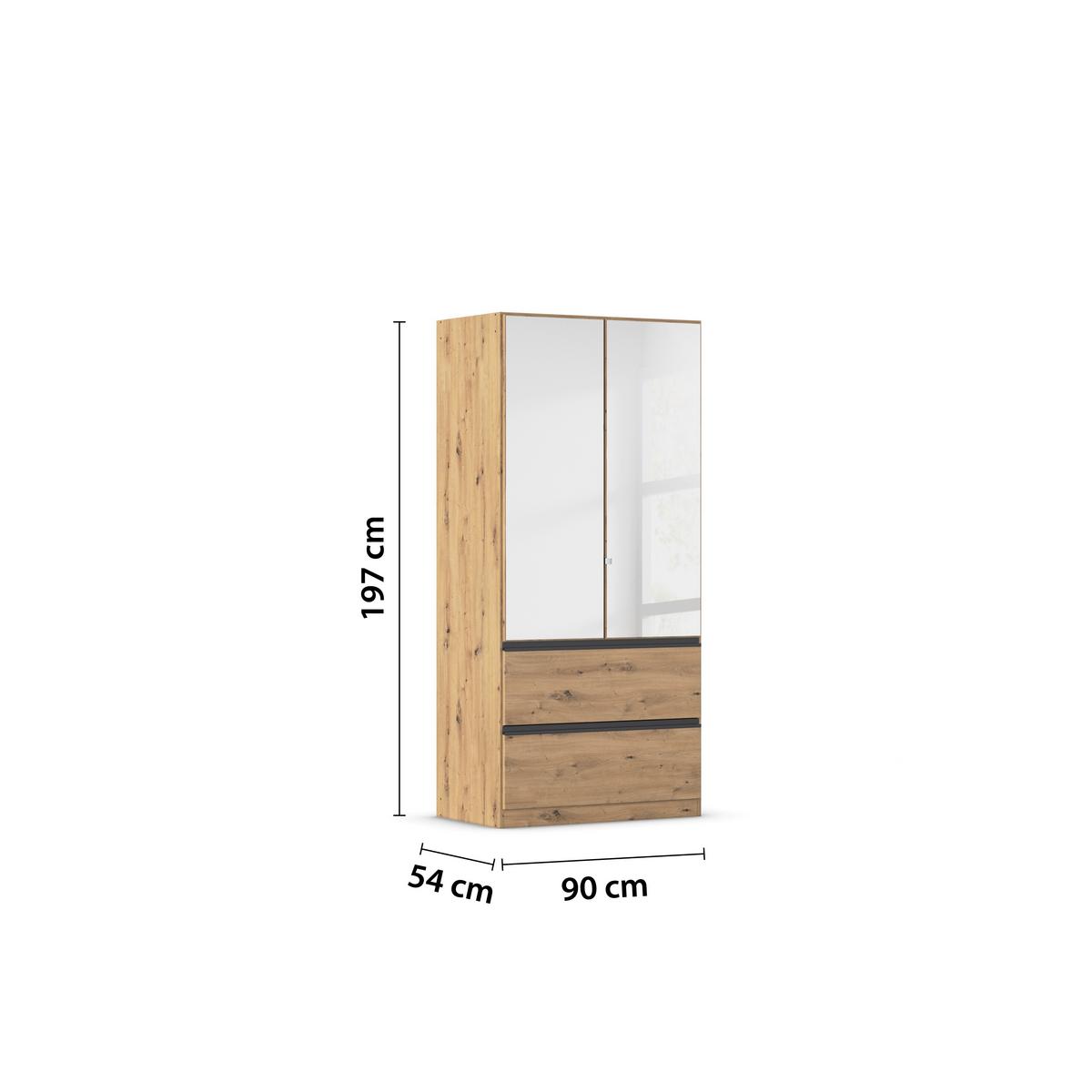 Drehtürenschrank Costa Eiche Artisan Dekor - Eiche Artisan, MODERN, Holzwerkstoff (91/197/54cm) - Rauch Möbel
