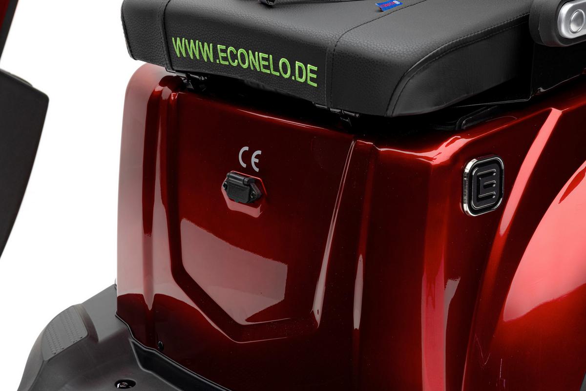 E-Seniorenmobil YOGI-IQ Blei-Akku, 3-Rad, 1000W - Rot, Basics, Kunststoff/Metall (152/67/102cm)