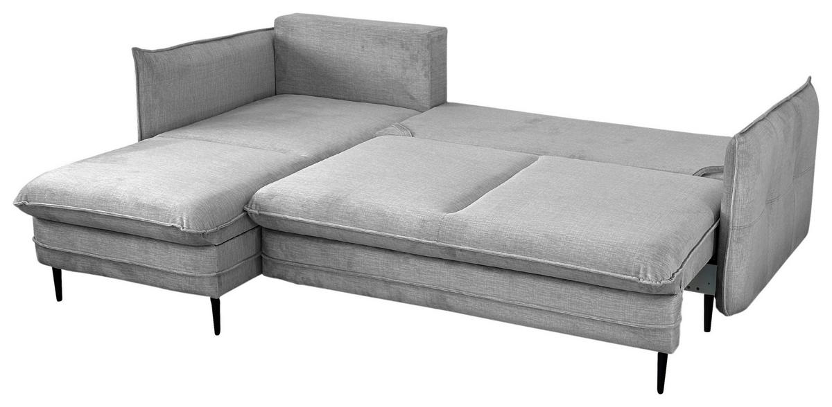 Ecksofa mit Bettkasten Melody Grau S: 170x235 cm - Schwarz/Grau, Design, Textil (170/235cm) - MID.YOU