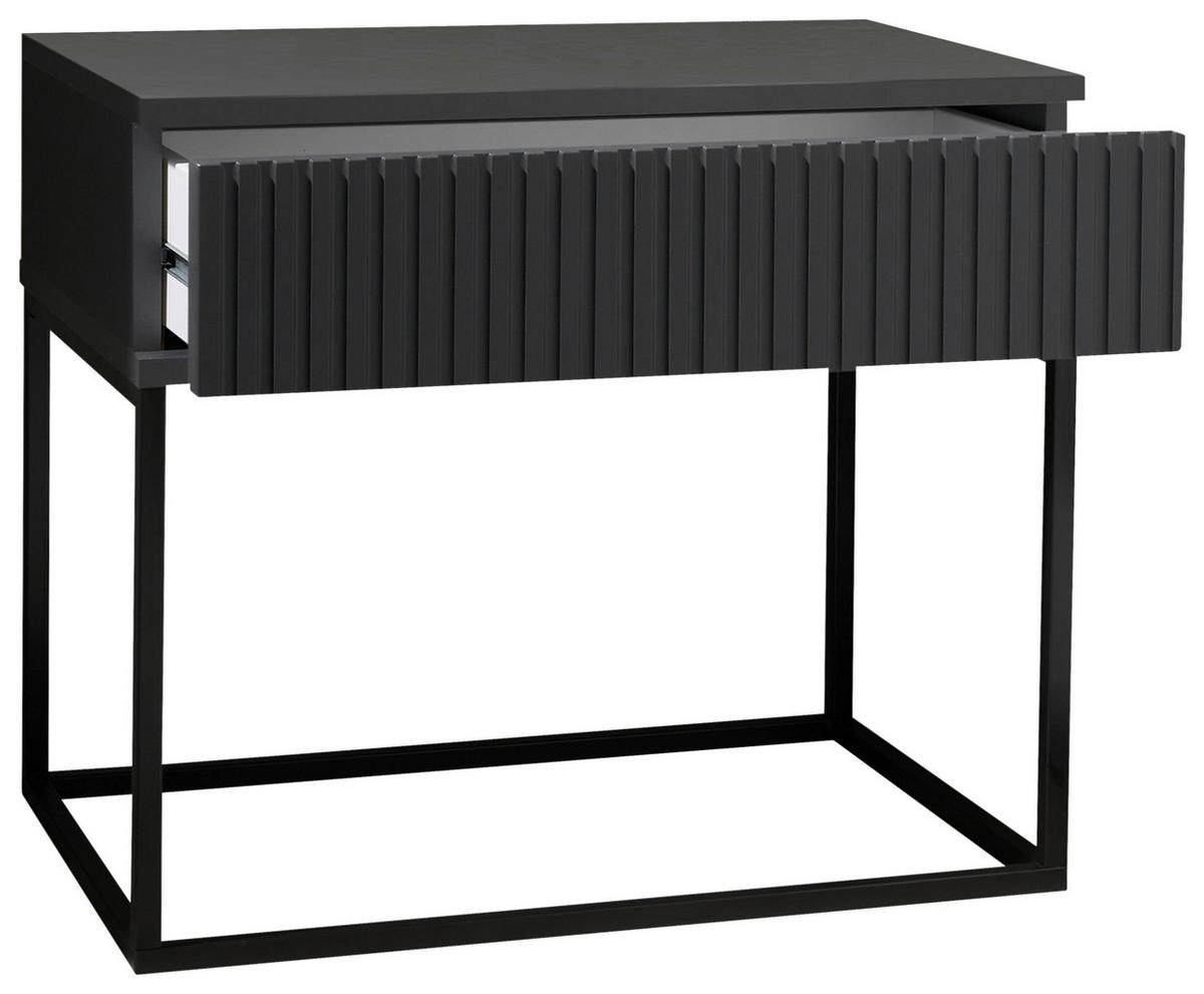 Nachtkästchen Schwarz/Graphit H: 52 cm Marle - Schwarz/Graphitfarben, MODERN, Holzwerkstoff/Metall (60/52/38,5cm) - Livetastic