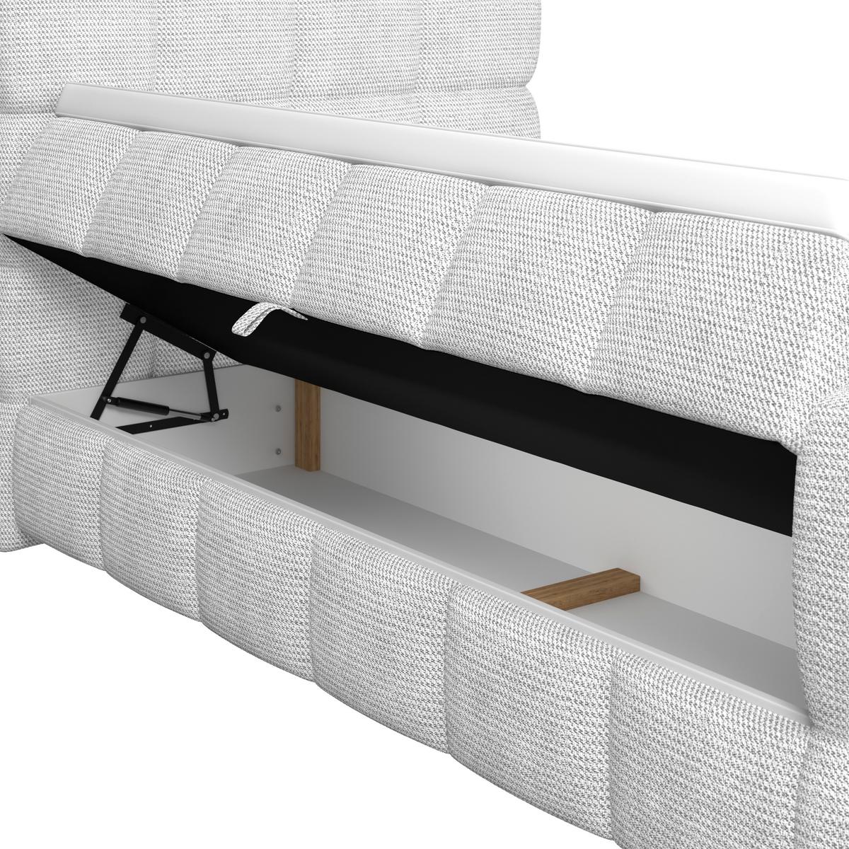 BOXSPRINGBETT inkl. Bettkasten 120x220 - Grauweiß/Schwarz, Trend, Holz/Holzwerkstoff (120/220cm) - Sembella