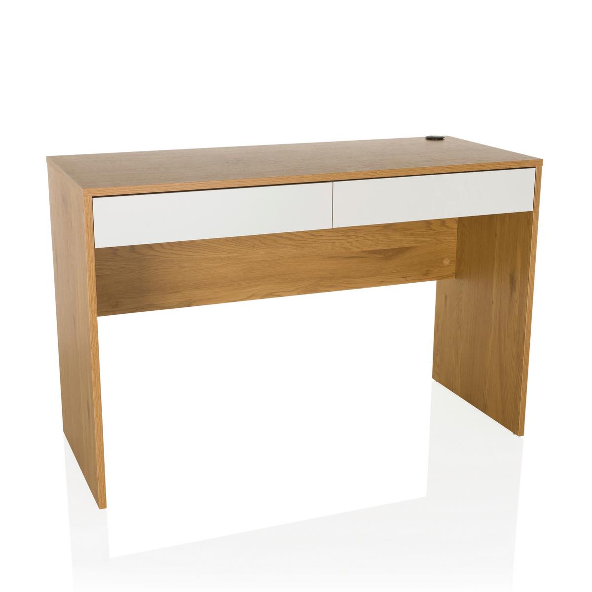 Schreibtisch Weiß/Eichefarben B: 120 cm - Eichefarben/Weiß, MODERN, Holzwerkstoff (120/50/78cm) - MID.YOU