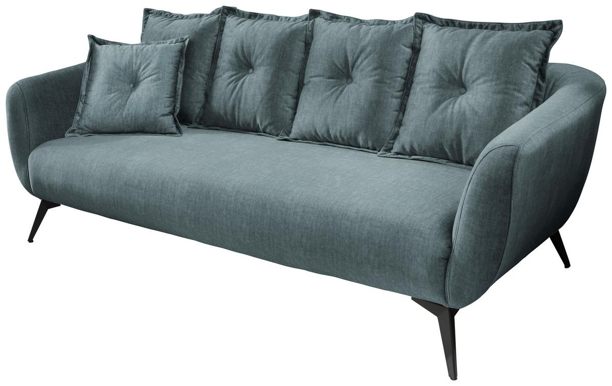 3-sitzer-sofa Baggio Mit Kissen Blau - Blau/Schwarz, MODERN, Holz/Textil (236/94/103cm) - Livetastic