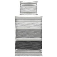 Seersucker Bettwäsche 140x200 Cm Emina Grau Streifen - Grau, MODERN, Textil (140/200cm) - Luca Bessoni