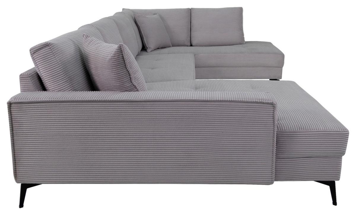 Wohnlandschaft Zero Grau U-Form 195x362x173cm - Hellgrau/Schwarz, Trend, Textil (173/362/195cm)