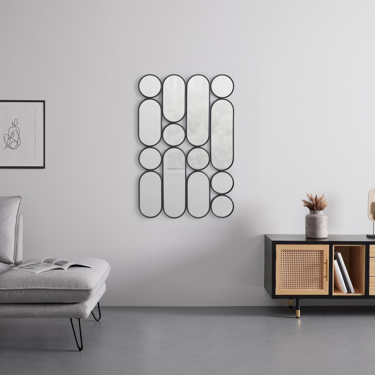 Nástenné zrkadlo čierna matná - čierna, Romantik / Landhaus, kov/plast (80/120/2,5cm) - Premium Living