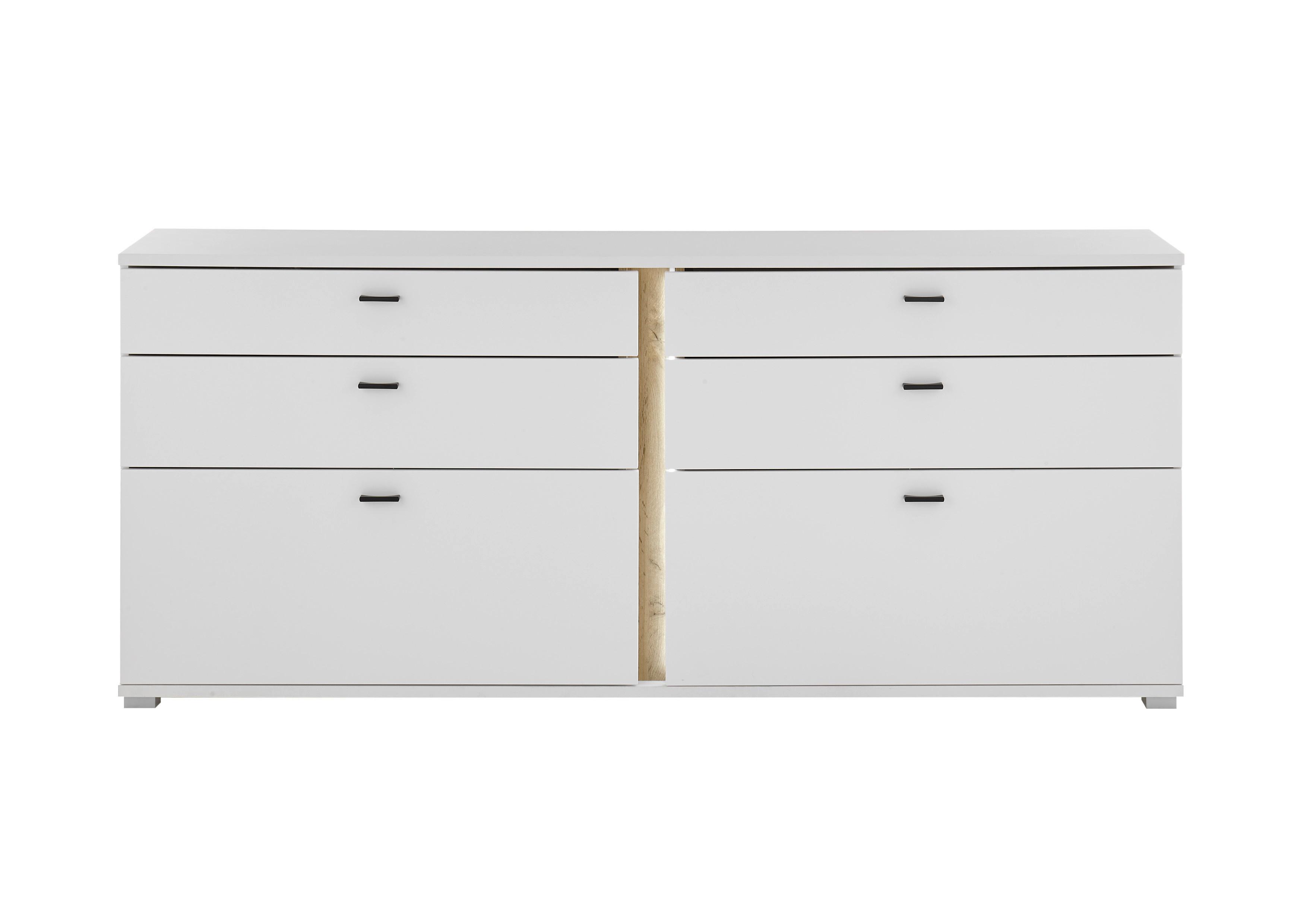 Sideboard Long Island Weiß/eiche Wotan B: 200 Cm - Silberfarben/Eiche Wotan, Design, Holzwerkstoff (200/86/42cm) - MID.YOU