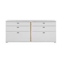 Sideboard Long Island Weiß/eiche Wotan B: 200 Cm - Silberfarben/Eiche Wotan, Design, Holzwerkstoff (200/86/42cm) - MID.YOU