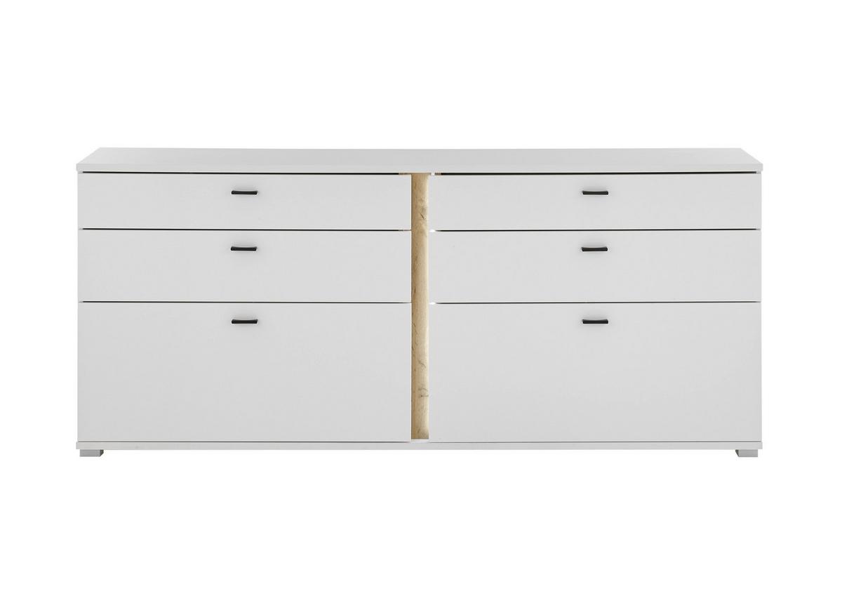 Sideboard Long Island Weiß/eiche Wotan B: 200 Cm - Silberfarben/Eiche Wotan, Design, Holzwerkstoff (200/86/42cm) - MID.YOU