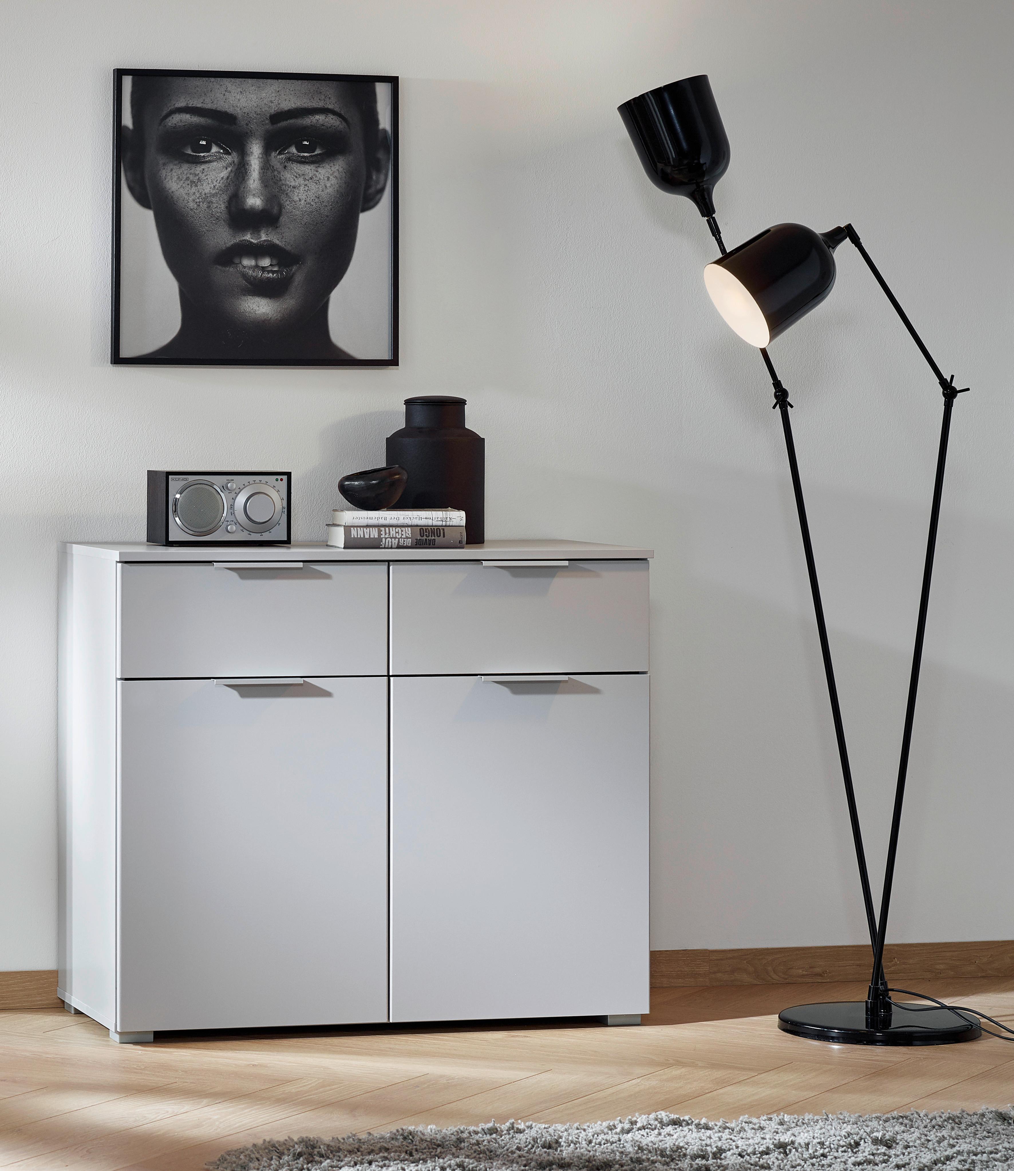Kommode Mit Soft-close B: 93 Cm Alabama, Seidengrau - Hellgrau/Alufarben, MODERN, Holzwerkstoff (93/81/42cm)