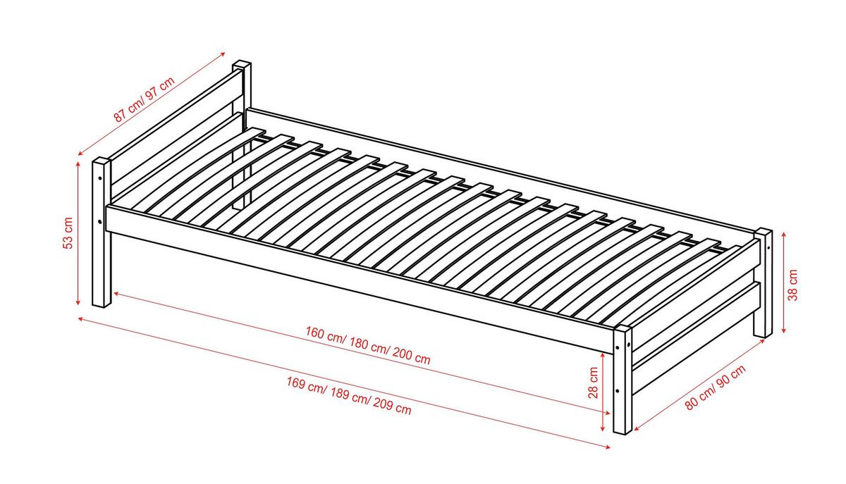 Kinder-/Juniorbett Aleks Kiefer Echtholz B: 80cm - Birkefarben/Kieferfarben, MODERN, Holz (80/160cm) - MID.YOU