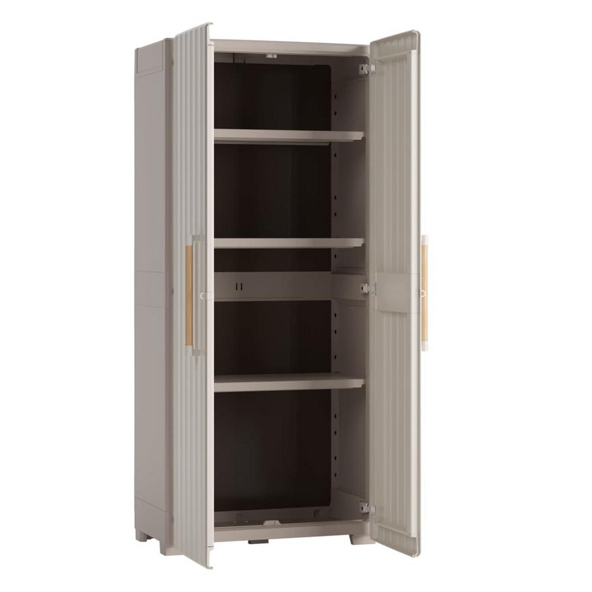 Univerzální skříň z plastu, béžová - béžová, Moderní, dřevo/plast (80/180/45cm)