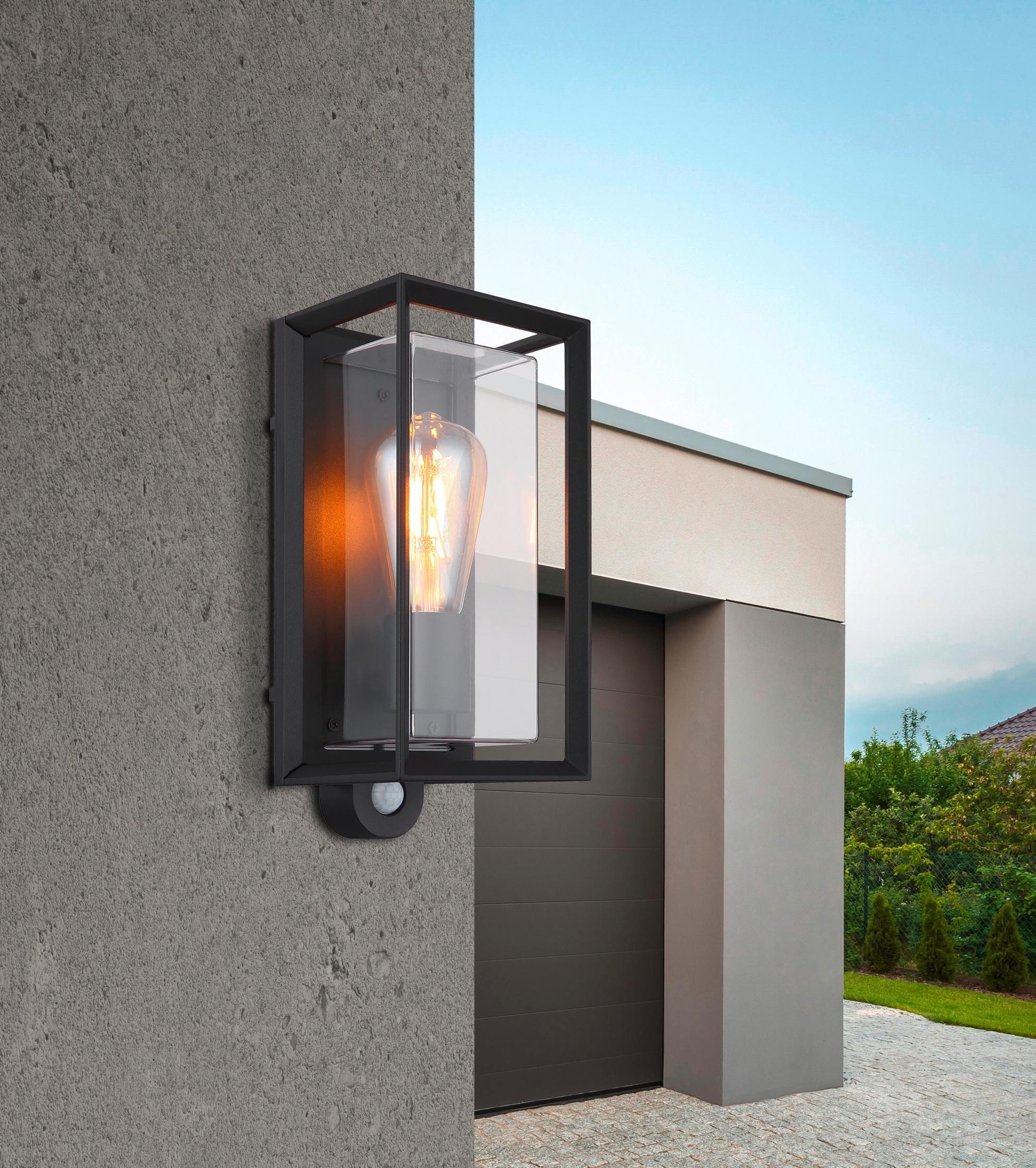 Außenleuchte 31982ss Sensor - Klar/Schwarz, KONVENTIONELL, Kunststoff/Metall (13/28/12,2cm) - Globo