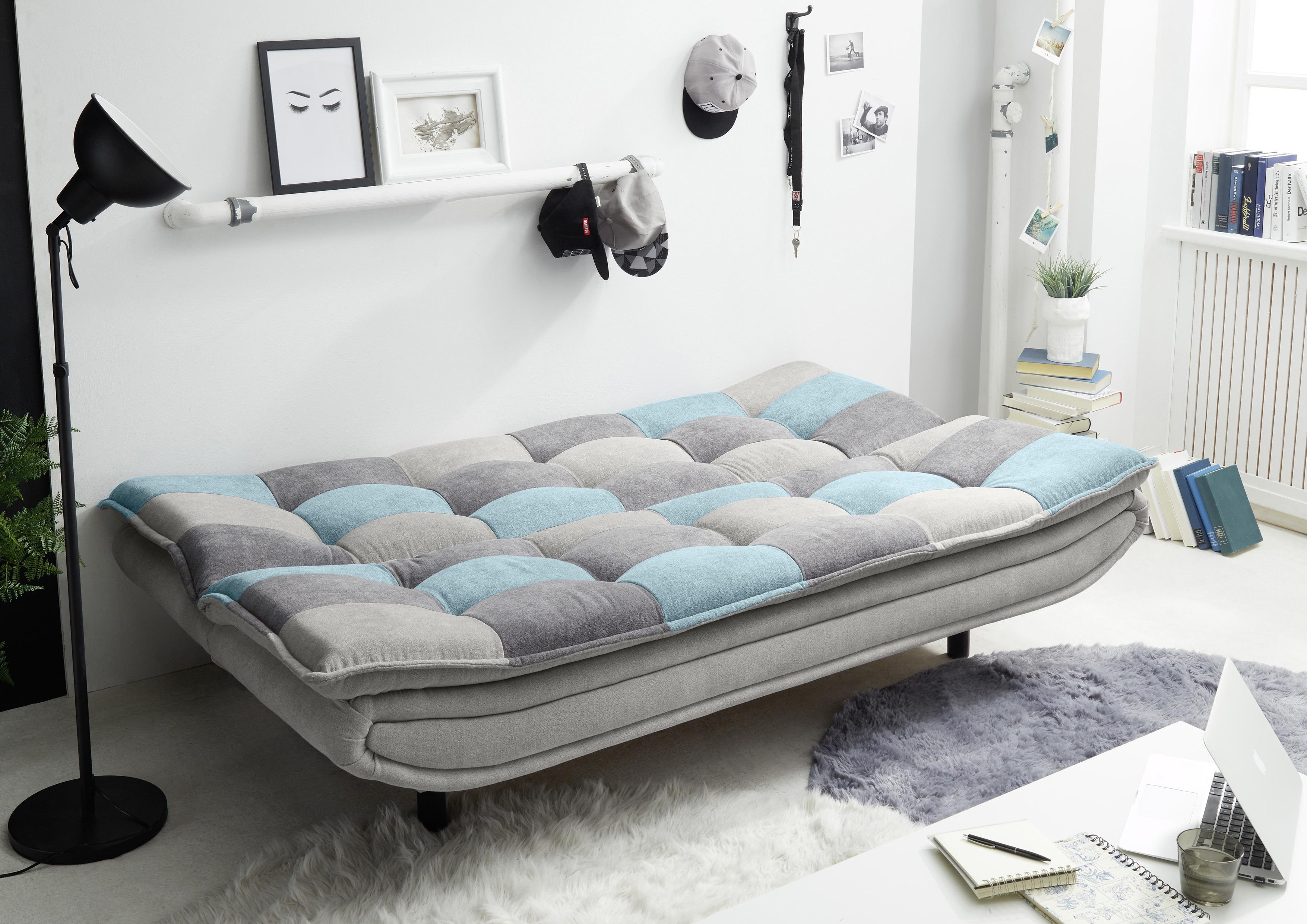 Schlafsofa Mit Bettkasten Patch, Mischgewebe - Türkis/Schlammfarben, Basics, Holzwerkstoff/Textil (188/90/89cm) - MID.YOU