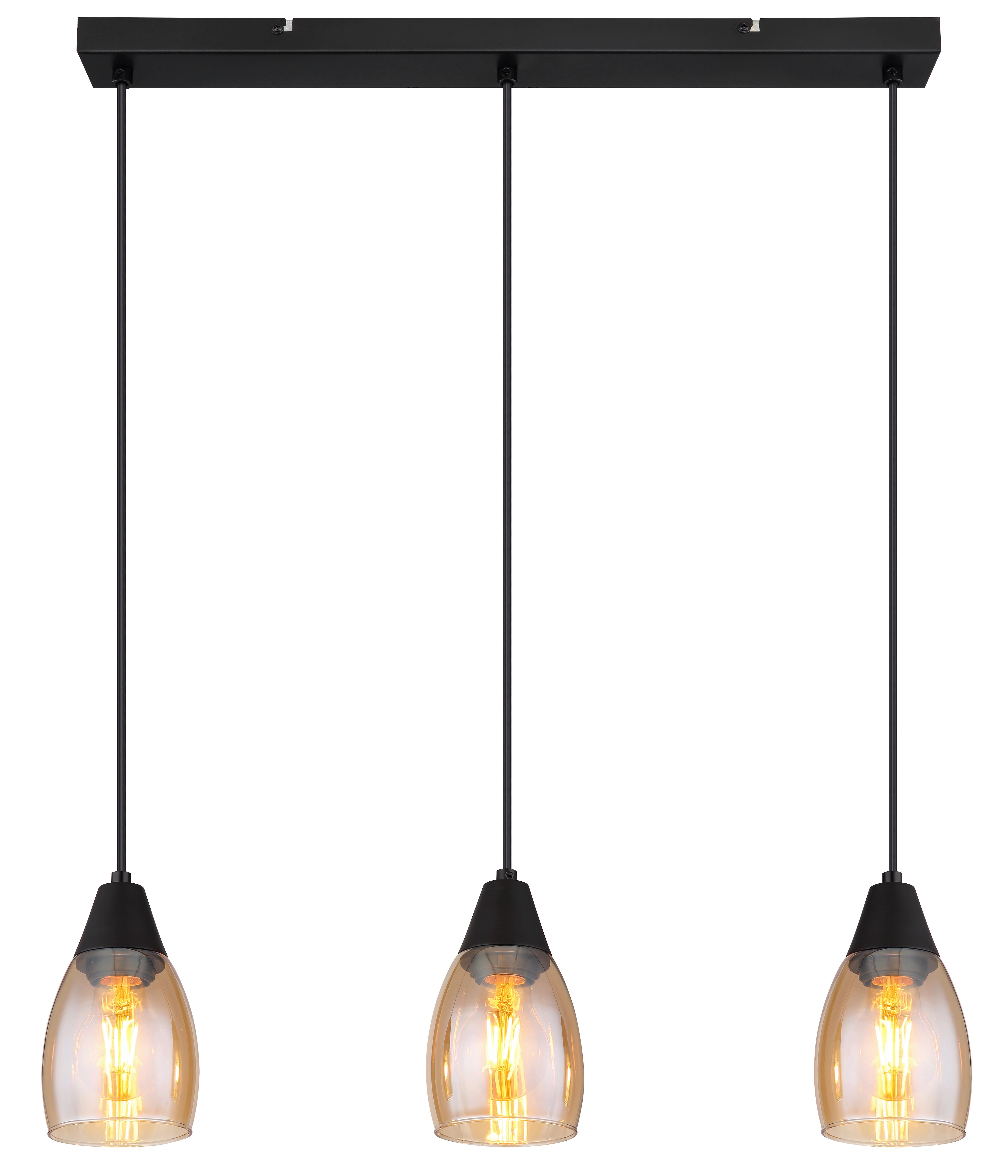Hängeleuchte 15705-3h - Schwarz, Design, Glas/Kunststoff (55/10/120cm) - Globo