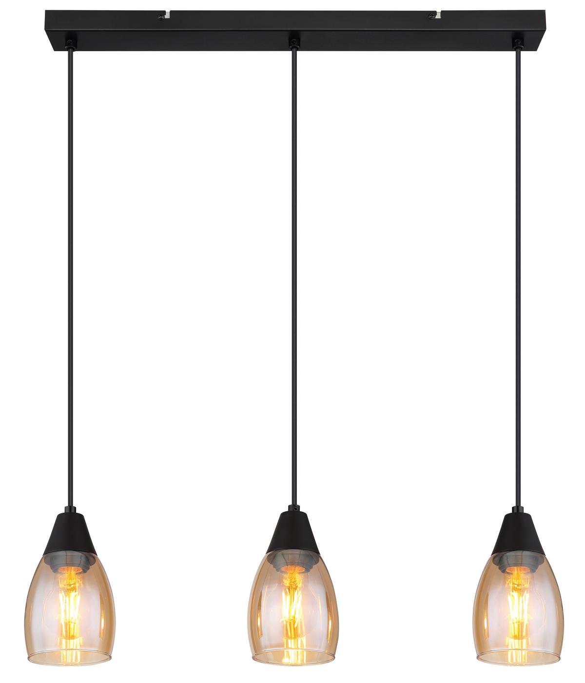Hängeleuchte 15705-3h - Schwarz, Design, Glas/Kunststoff (55/10/120cm) - Globo