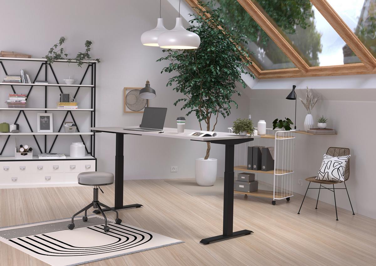 Schreibtisch Schwarz/Kaschmir L: 180cm - Kaschmir/Schwarz, MODERN, Holzwerkstoff/Metall (180/80/72-120cm) - Germania