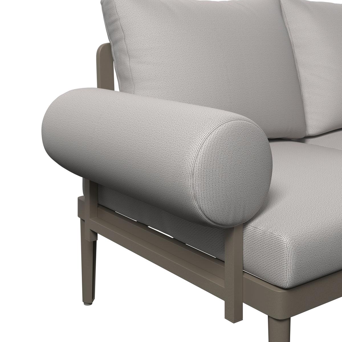 Loungegarnitur Kreta - Grau/Teakfarben, Basics, Glas/Kunststoff (228/214cm) - Beldano