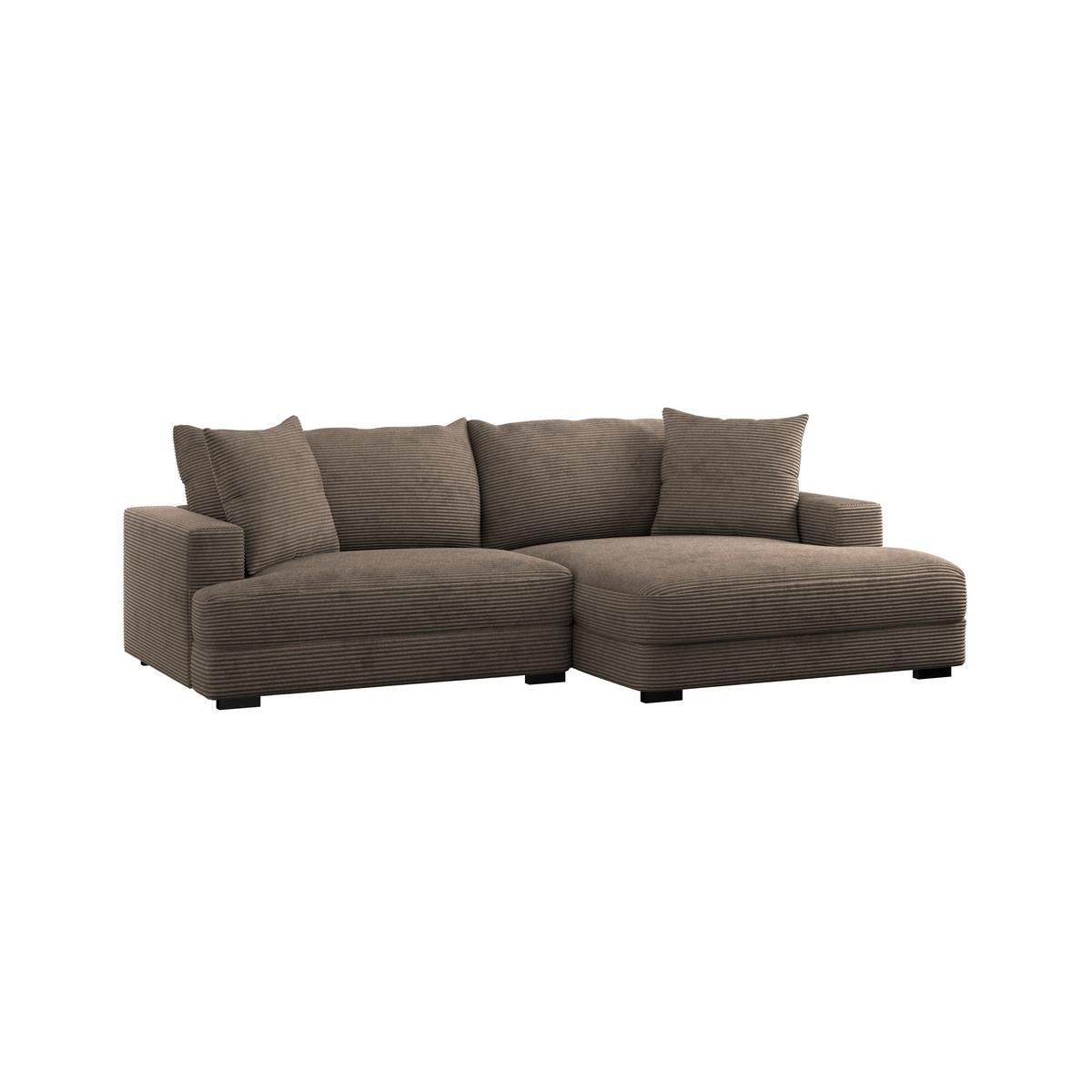 Ecksofa Pelle m. Kissen hellbraun Cord 265x180cm - Hellbraun/Schwarz, MODERN, Textil (265/180cm)