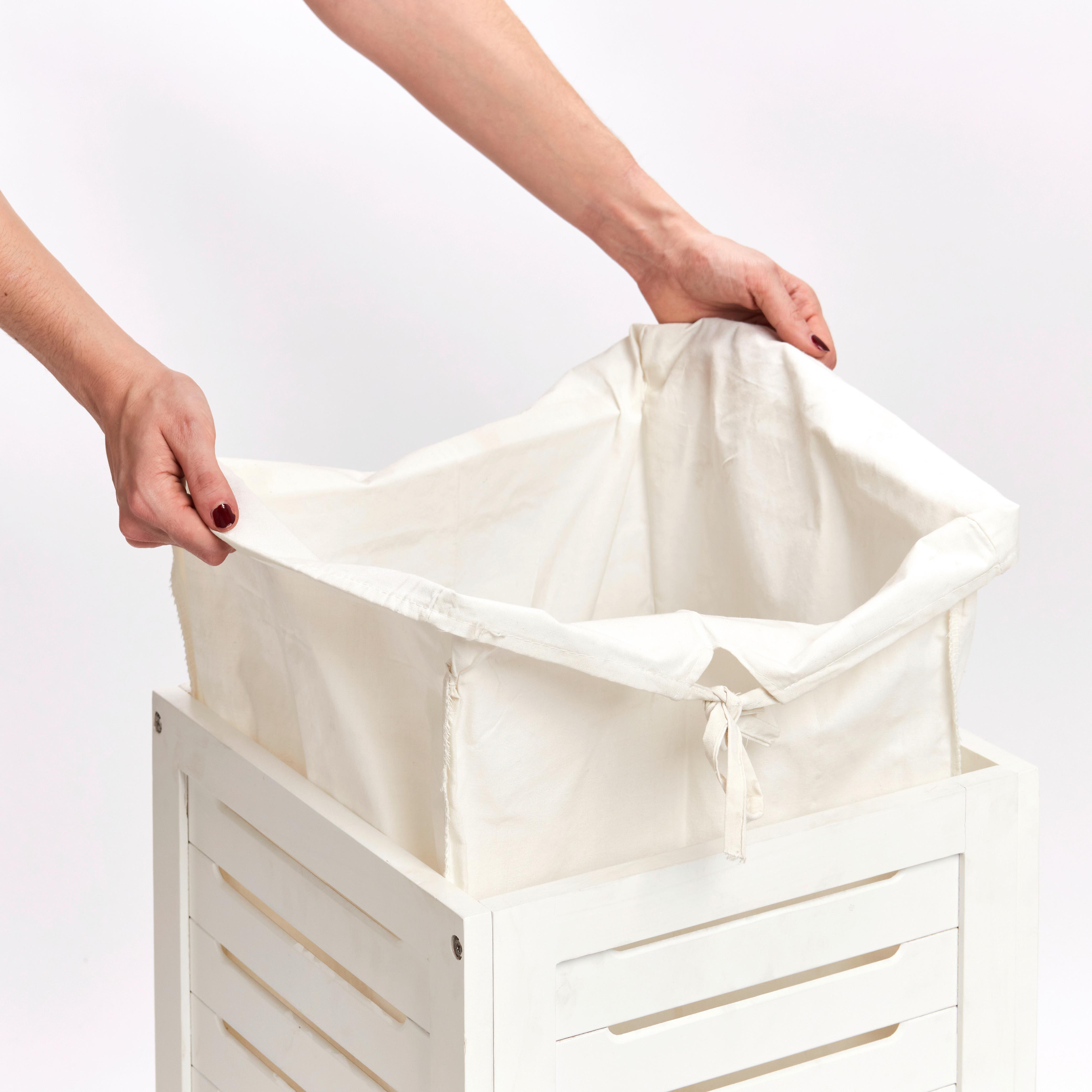 Wäschesammler Weiß B: 35 Cm - Weiß, Basics, Holz/Textil (35/35/55cm) - Zeller Present