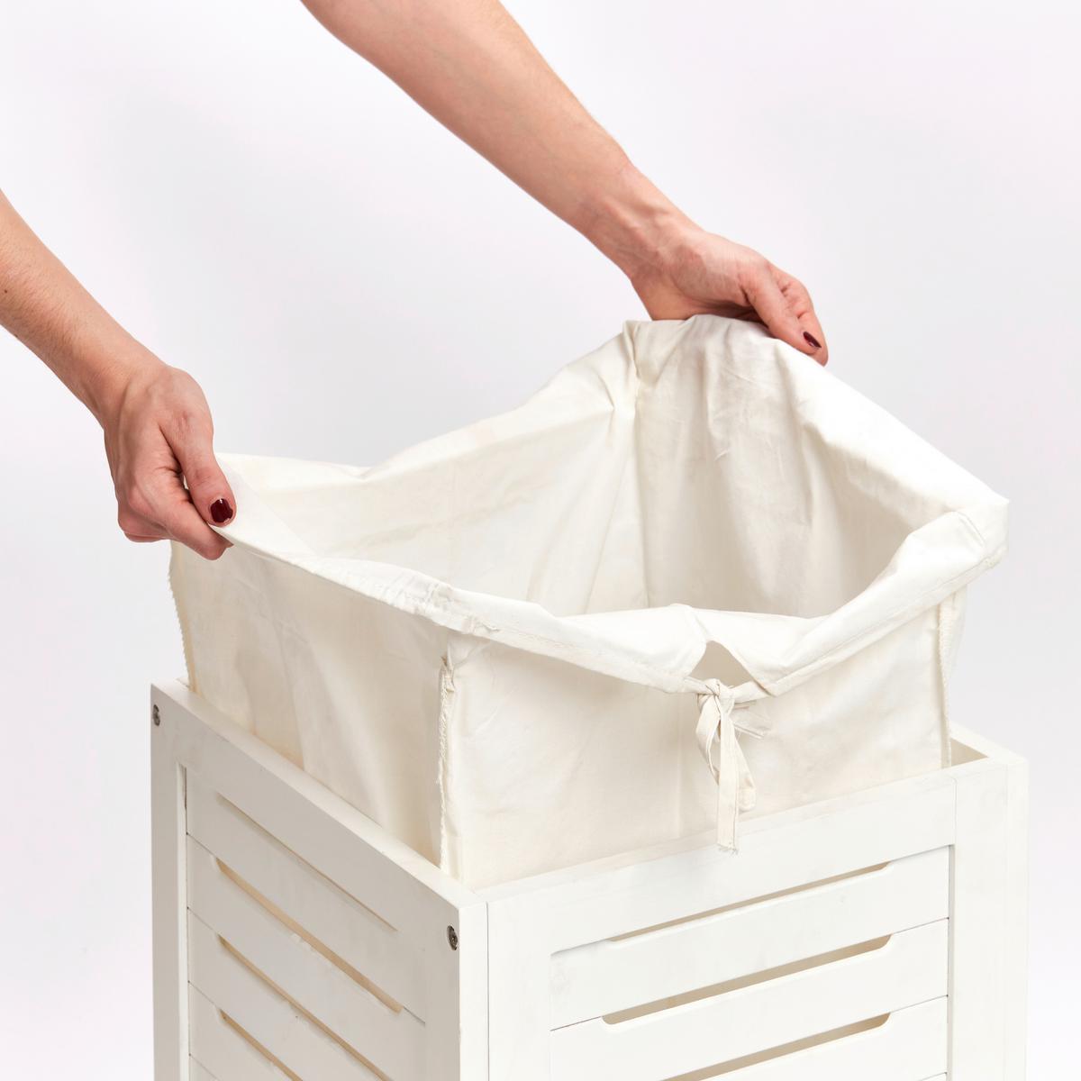 Wäschesammler Weiß B: 35 Cm - Weiß, Basics, Holz/Textil (35/35/55cm) - Zeller Present