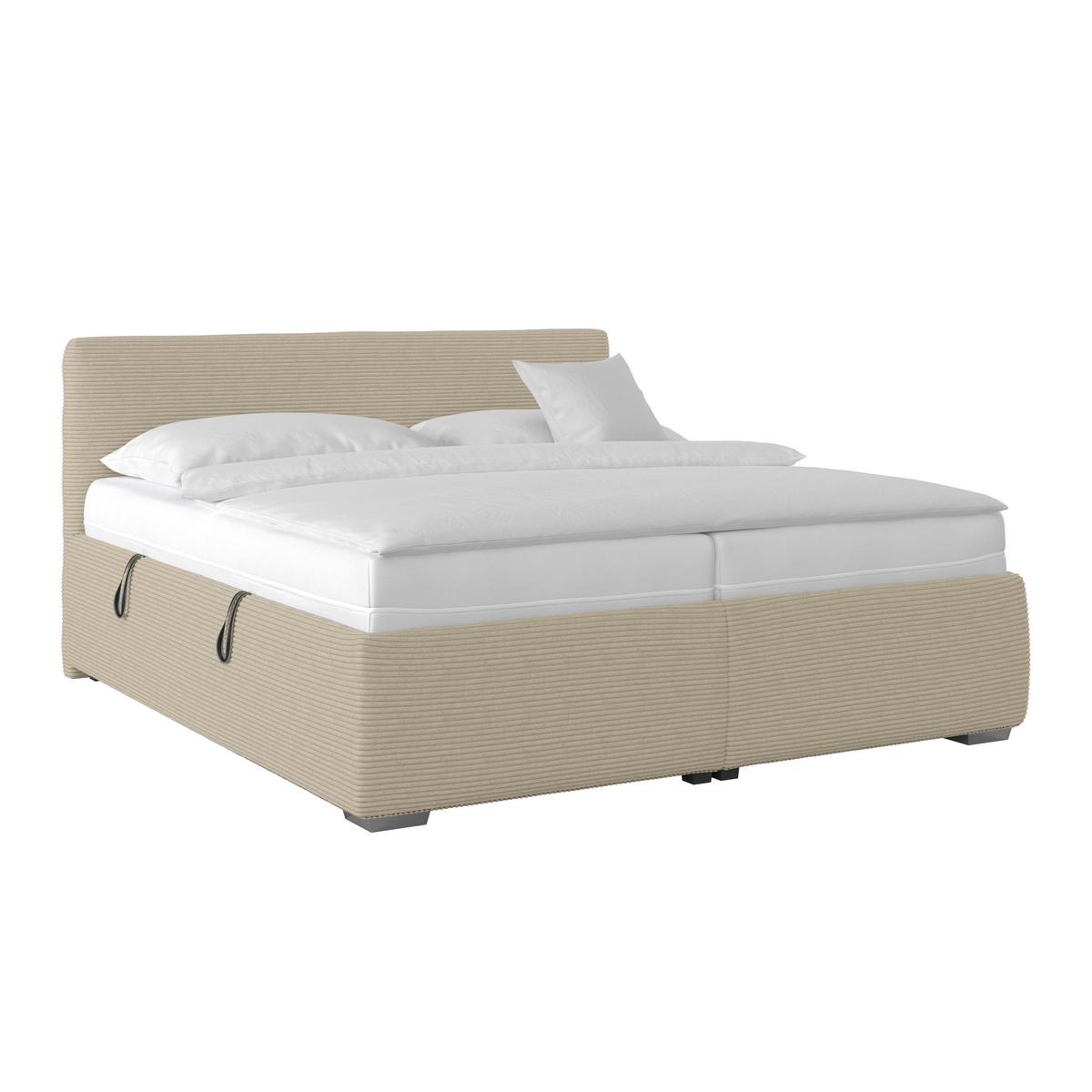 Polsterbett 180x200 Cm Lesia Cord Creme - Chromfarben/Creme, MODERN, Holz/Holzwerkstoff (180/200cm)