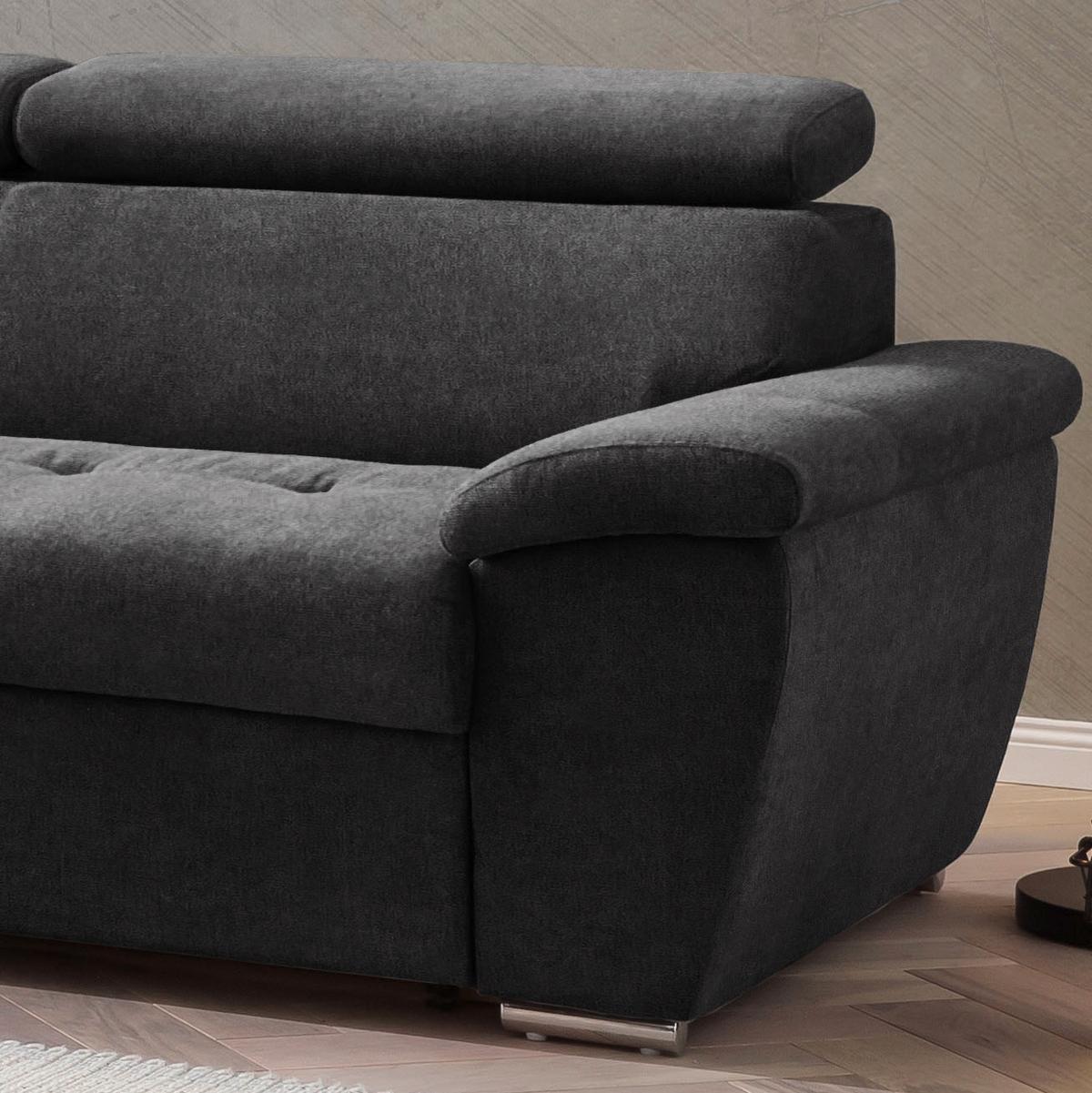 Ecksofa Mit Schlaffunktion Antero Und Bettkasten Schwarz - Chromfarben/Schwarz, Design, Textil (216/262cm) - Livetastic
