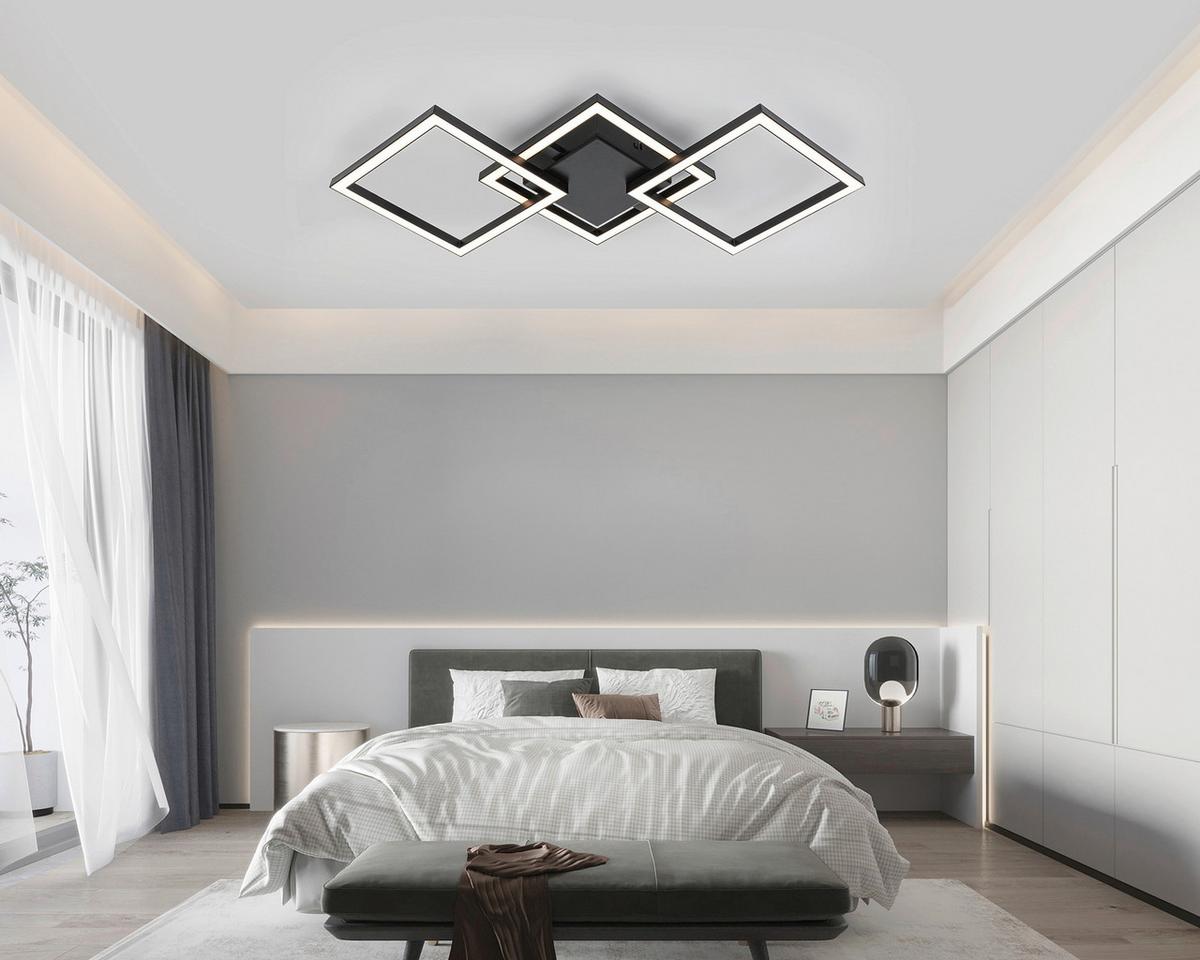 STROPNÍ LED SVÍTIDLO RAUTA - černá, Moderní, plast (63/27,5/4,5cm) - Mömax