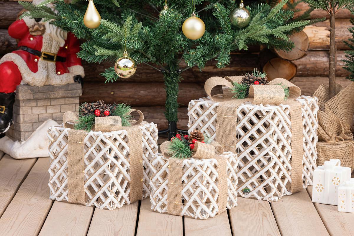 Dekogeschenkbox Rafiki - Beige/Rot, KONVENTIONELL, Naturmaterialien/Kunststoff (25/25/28cm) - Luca Bessoni