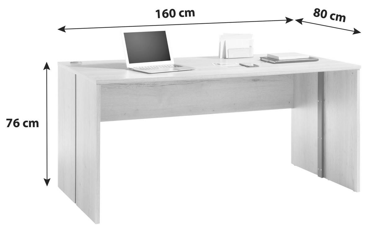 Schreibtisch B 80cm H 76cm Fjord Eichefarben Dekor - Eichefarben, Design, Holzwerkstoff (160/80/76cm) - MID.YOU