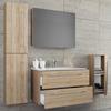 Badezimmer Badinos 5-Teilig Sonoma Eiche B: 60 cm - Weiß/Sonoma Eiche, MODERN, Keramik/Holzwerkstoff (127cm) - MID.YOU