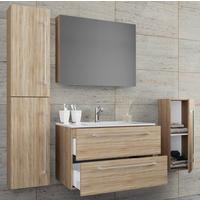 Badezimmer Badinos 5-Teilig Sonoma Eiche B: 60 cm - Weiß/Sonoma Eiche, MODERN, Keramik/Holzwerkstoff (127cm) - MID.YOU
