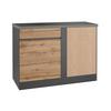 Eckunterschrank Turin B: 120cm Graphitfarben/Eiche Dekor - Eiche Wotan/Graphitfarben, Design, Holzwerkstoff (120/86/60cm) - Held
