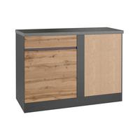 Eckunterschrank Turin B: 120cm Graphitfarben/Eiche Dekor - Eiche Wotan/Graphitfarben, Design, Holzwerkstoff (120/86/60cm) - Held
