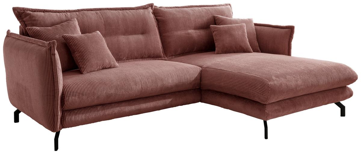 Ecksofa Lava Koralle S: 255/180 Cm - Koralle/Schwarz, MODERN, Textil (255/180cm) - Livetastic