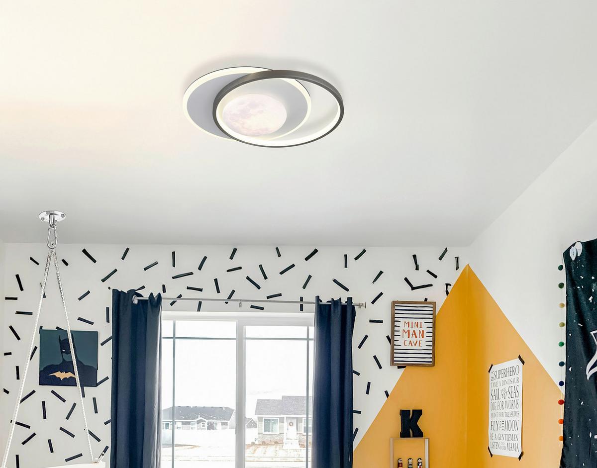 LED-Deckenleuchte 4000k, 30w - Schwarz/Weiß, Design, Kunststoff/Metall (36,9/30/8,3cm) - Globo