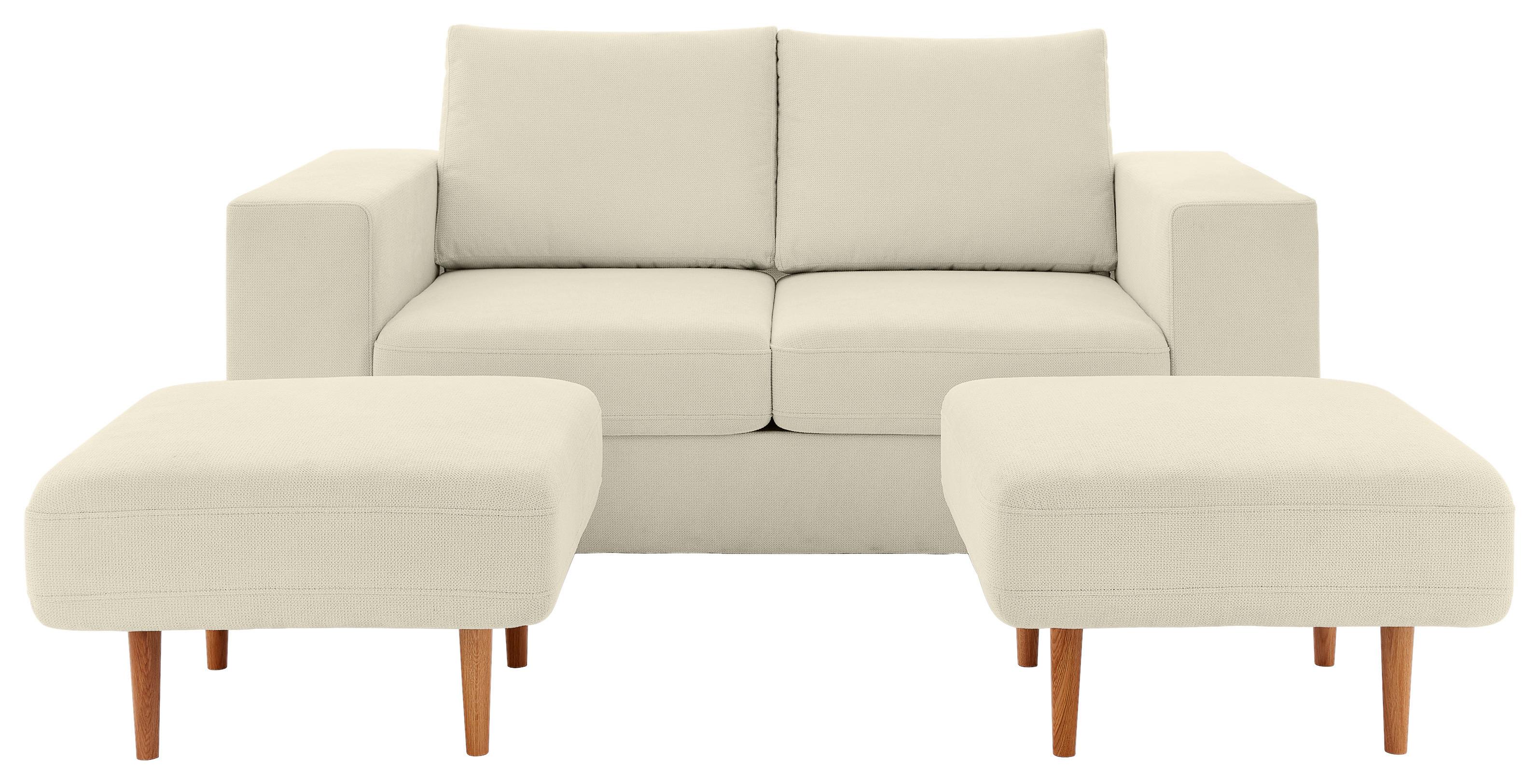 VIERSITZER-SOFA LOOKS V-1 - Eichefarben/Creme, Design, Textil (252/96/107cm) - LOOKS by W.Joop