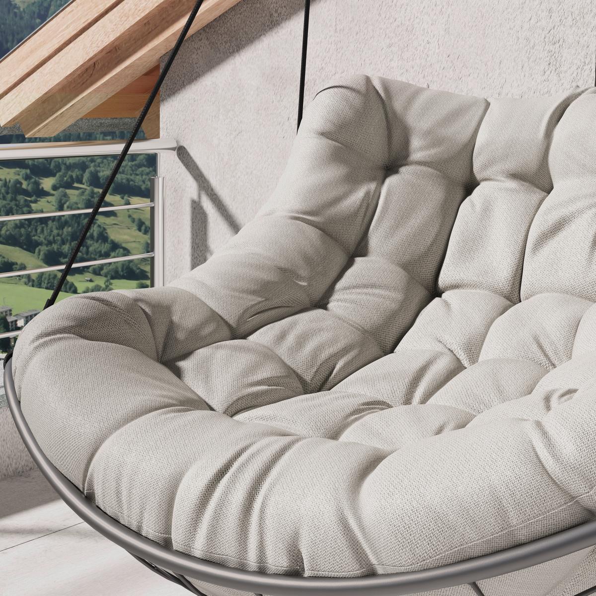 ZÁVĚSNÉ KŘESLO ROM - světle šedá/antracitová, Moderní, kov/textil (100/191/120cm) - Mömax