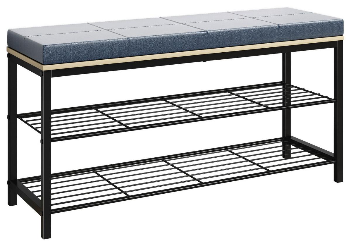 Schuhregal Taliro Schwarz Honigeiche Dekor - Honigeiche/Schwarz, Design, Holzwerkstoff/Metall (90/48/30cm) - MID.YOU