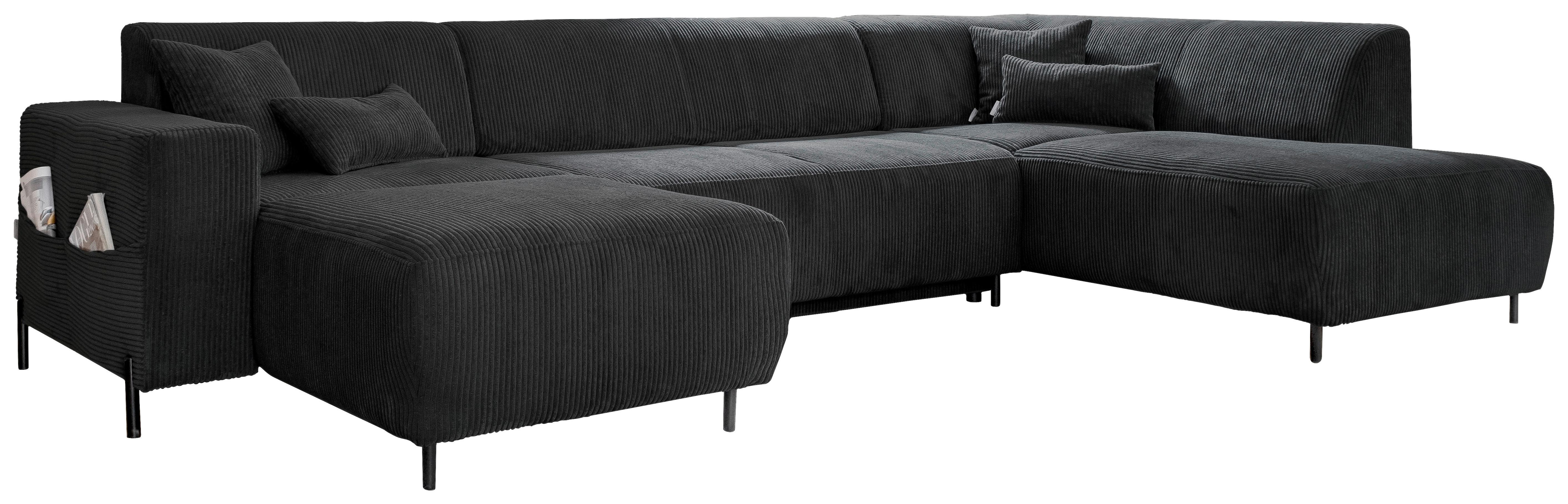 Wohnlandschaft Cuddly Mia Dunkelgrau B: 326 cm - Dunkelgrau/Schwarz, Textil (165/330/192cm) - MID.YOU
