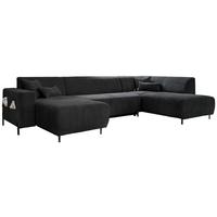 Sedacia súprava CÉLINE U, pravá, tmavosivý menčester - čierna/tmavosivá, kov/textil (165/330/192cm) - MID.YOU