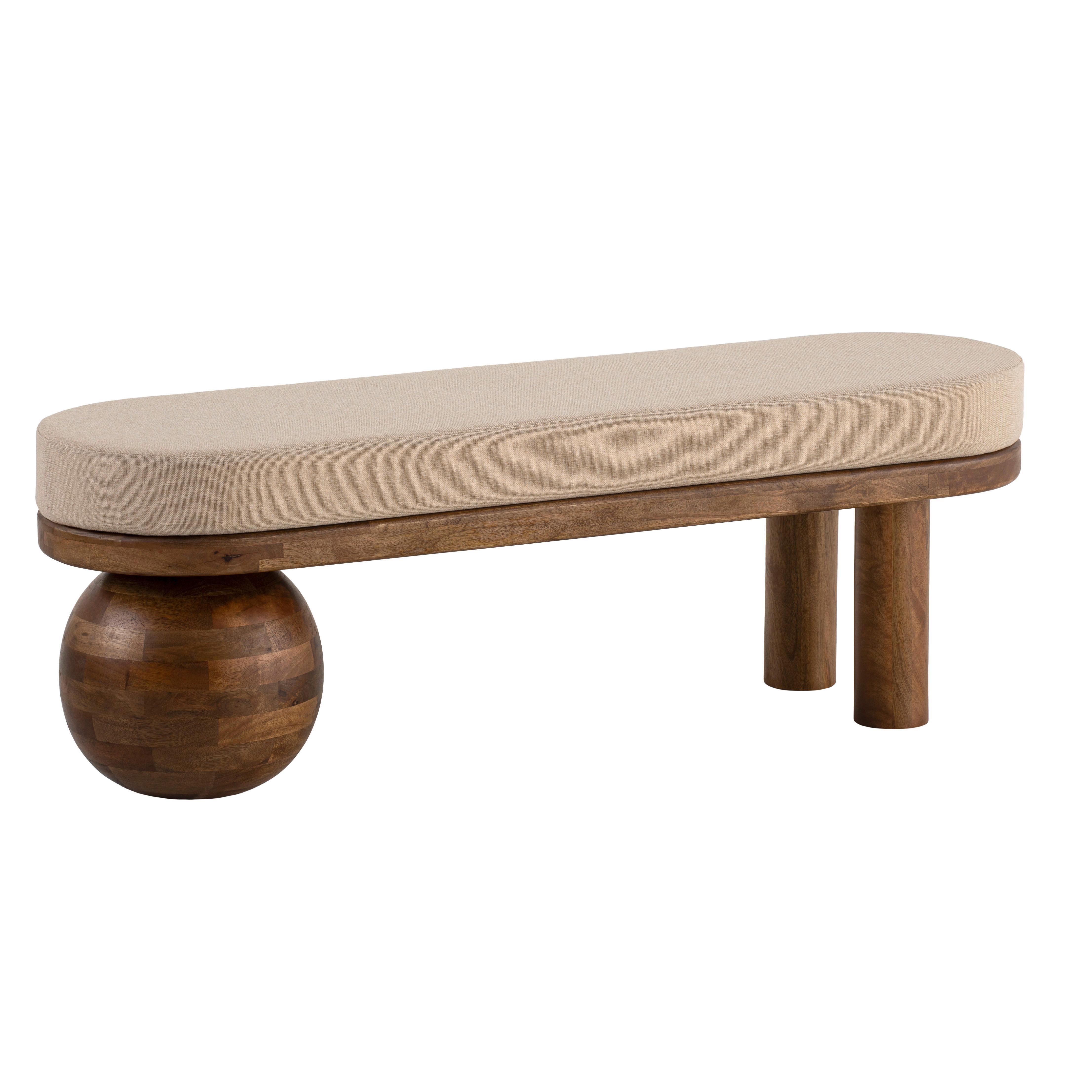 Sitzbank Beige B: 140 cm - Beige/Braun, Design, Textil (140/47/40cm) - Livetastic